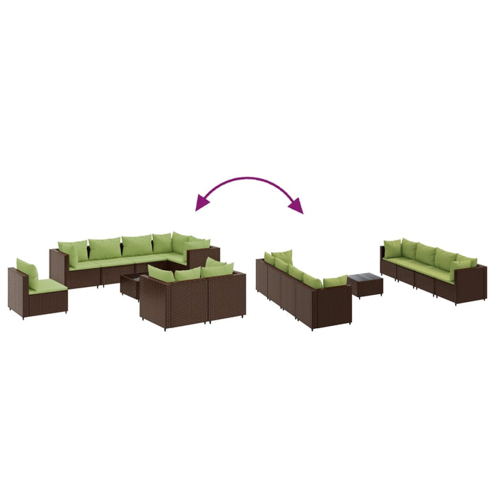 Set Divani da Giardino 9 pz con Cuscini in Polyrattan Marrone 3308046