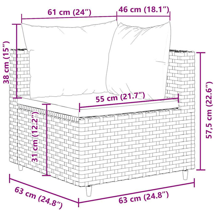 Set Divani da Giardino 5 pz con Cuscini Nero in Polyrattan 3308056