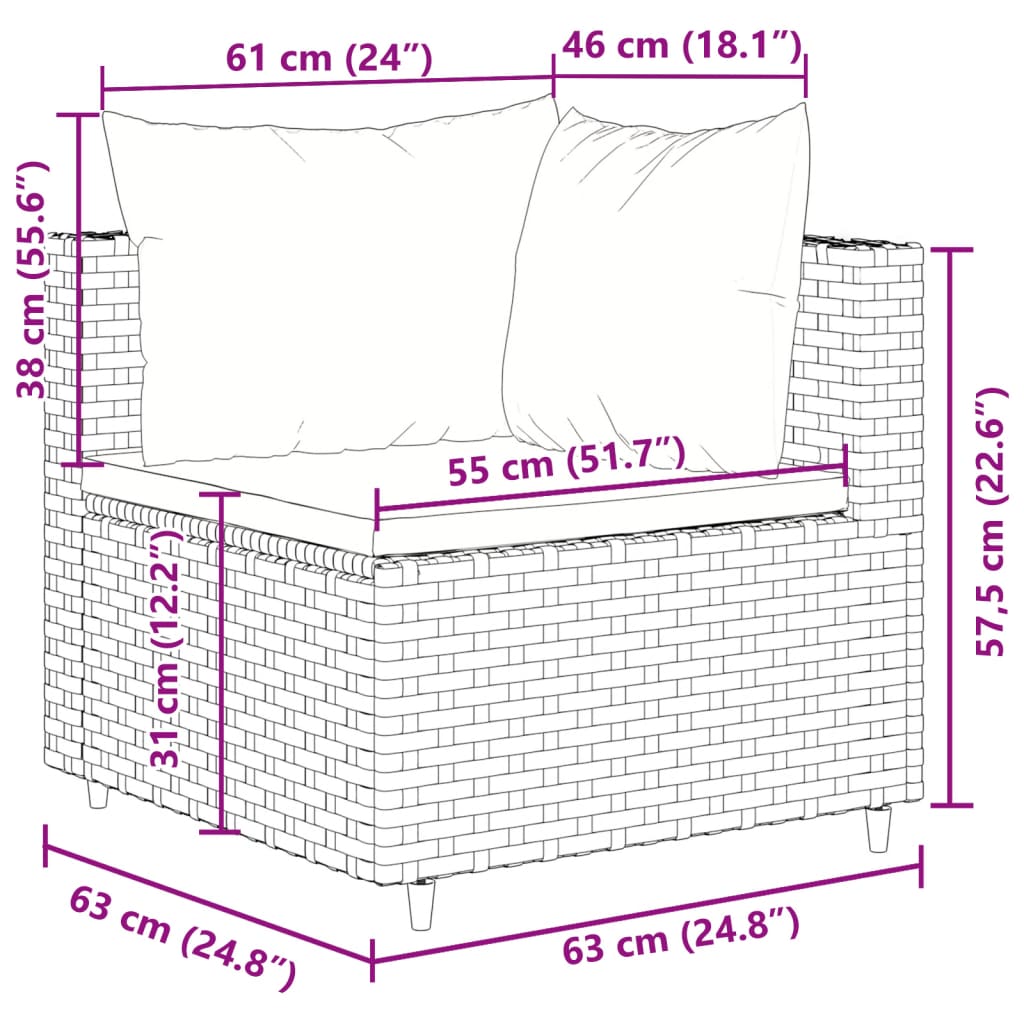 Set Divani da Giardino 5 pz con Cuscini Marrone in Polyrattan 3308061