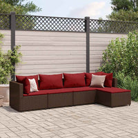 Set Divani da Giardino 5 pz con Cuscini Marrone in Polyrattan 3308061