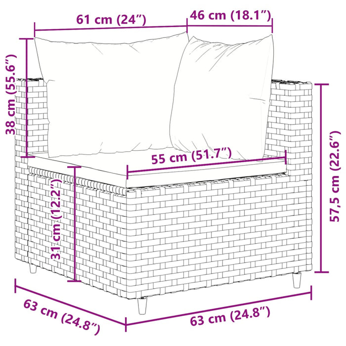 Set Divani da Giardino 5 pz con Cuscini in Polyrattan Grigio 3308063