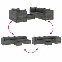 Set Divani da Giardino 6 pz con Cuscini in Polyrattan Grigio 3308066