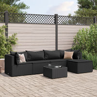 Set Mobili da Giardino 6 pz con Cuscini in Polyrattan Nero 3308067