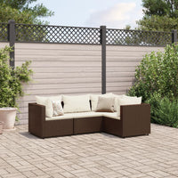 Set Mobili da Giardino 4 pz con Cuscini in Polyrattan Marrone 3308073