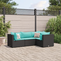 Set Divani da Giardino 4 pz con Cuscini Nero in Polyrattan 3308076