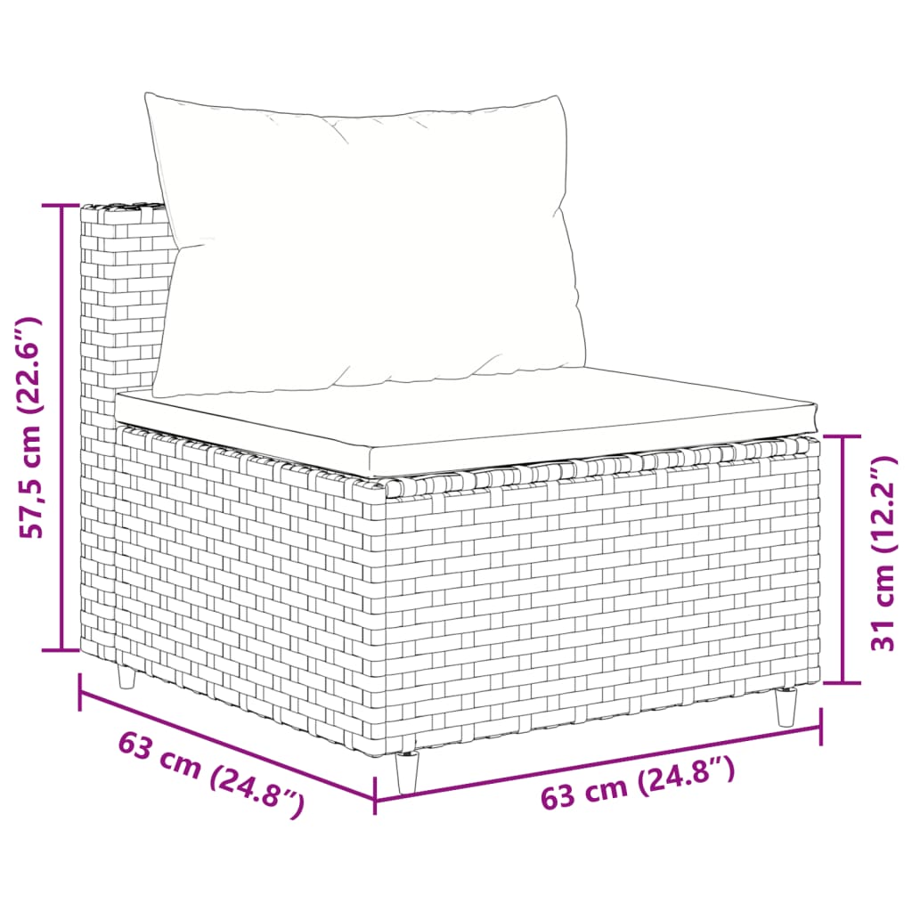 Set Mobili da Giardino 4 pz con Cuscini in Polyrattan Marrone 3308078