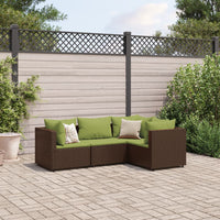 Set Mobili da Giardino 4 pz con Cuscini in Polyrattan Marrone 3308078