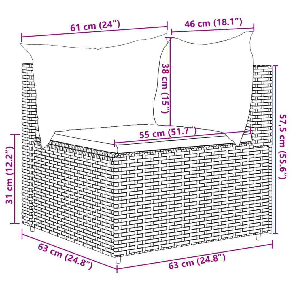 Set Divani da Giardino 5 pz con Cuscini Nero in Polyrattan 3308088