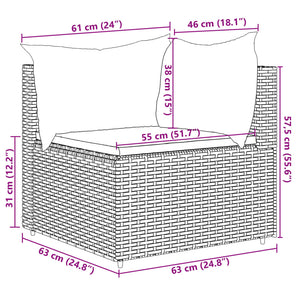 Set Divani da Giardino 5 pz con Cuscini Nero in Polyrattan 3308088