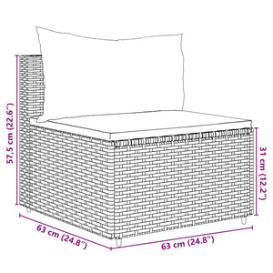 Set Divani da Giardino 5 pz con Cuscini Nero in Polyrattan 3308088