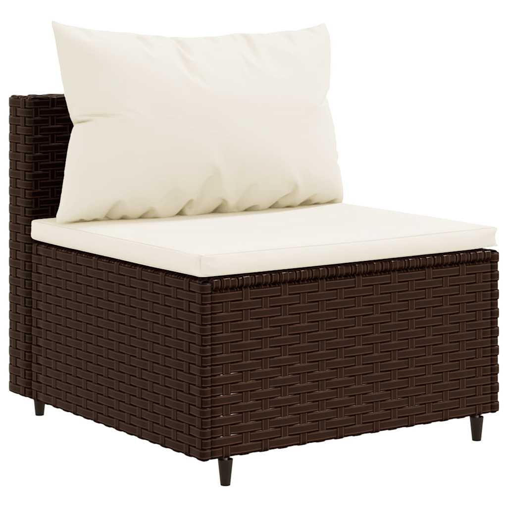 Set Divani da Giardino 5 pz con Cuscini Marrone in Polyrattan 3308089