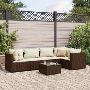 Set Mobili da Giardino 6pz con Cuscini in Polyrattan Marrone 3308097