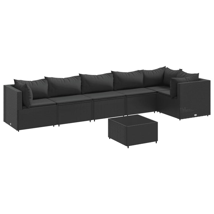 Set Salotto da Giardino con Cuscini 7pz Nero Polyrattan 3308115