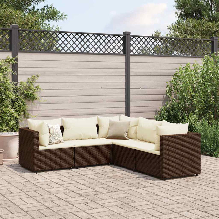 Set Divani da Giardino 5 pz con Cuscini Marrone in Polyrattan 3308121