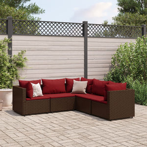 Set Divani da Giardino 5 pz con Cuscini Marrone in Polyrattan 3308125