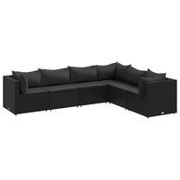 Set Mobili da Giardino 6 pz con Cuscini in Polyrattan Nero 3308139