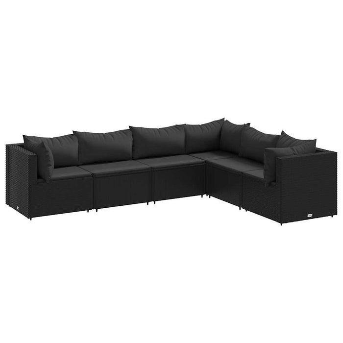 Set Mobili da Giardino 6 pz con Cuscini in Polyrattan Nero 3308139