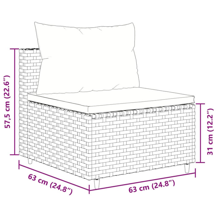 Set Mobili da Giardino 6pz con Cuscini in Polyrattan Marrone 3308141