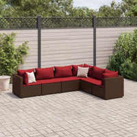 Set Mobili da Giardino 6pz con Cuscini in Polyrattan Marrone 3308141