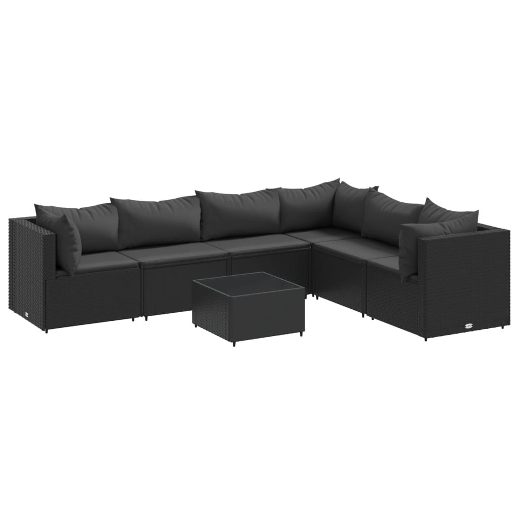 Set Salotto da Giardino con Cuscini 7pz Nero Polyrattan 3308147