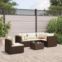 Set Mobili da Giardino 6pz con Cuscini in Polyrattan Marrone 3308161