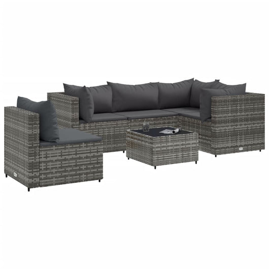 Set Divani da Giardino 6 pz con Cuscini in Polyrattan Grigio 3308162