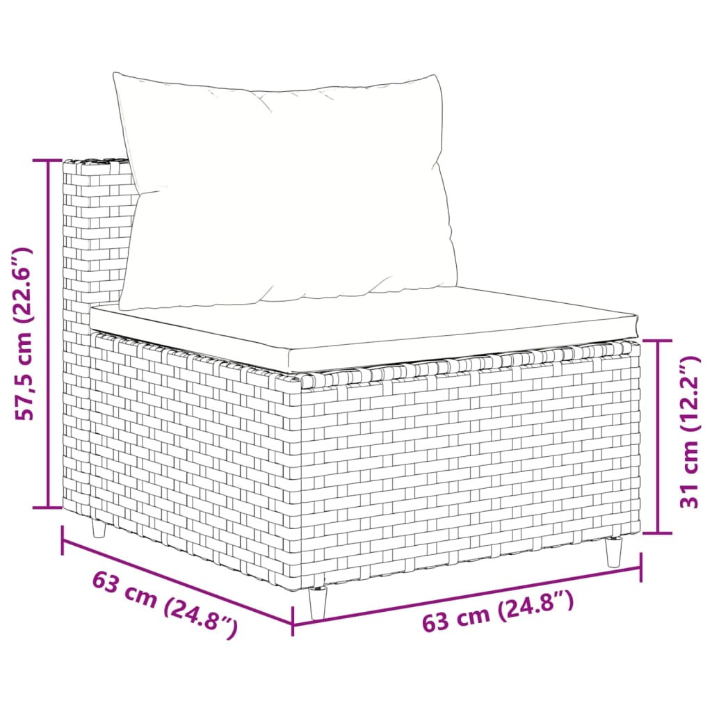 Set Mobili da Giardino 6pz con Cuscini in Polyrattan Marrone 3308169