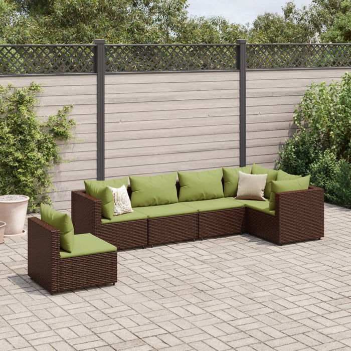 Set Mobili da Giardino 6pz con Cuscini in Polyrattan Marrone 3308174