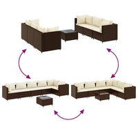 Set Divani da Giardino 7 pz con Cuscini in Polyrattan Marrone 3308177