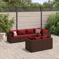 Set Divani da Giardino 7 pz con Cuscini in Polyrattan Marrone 3308189