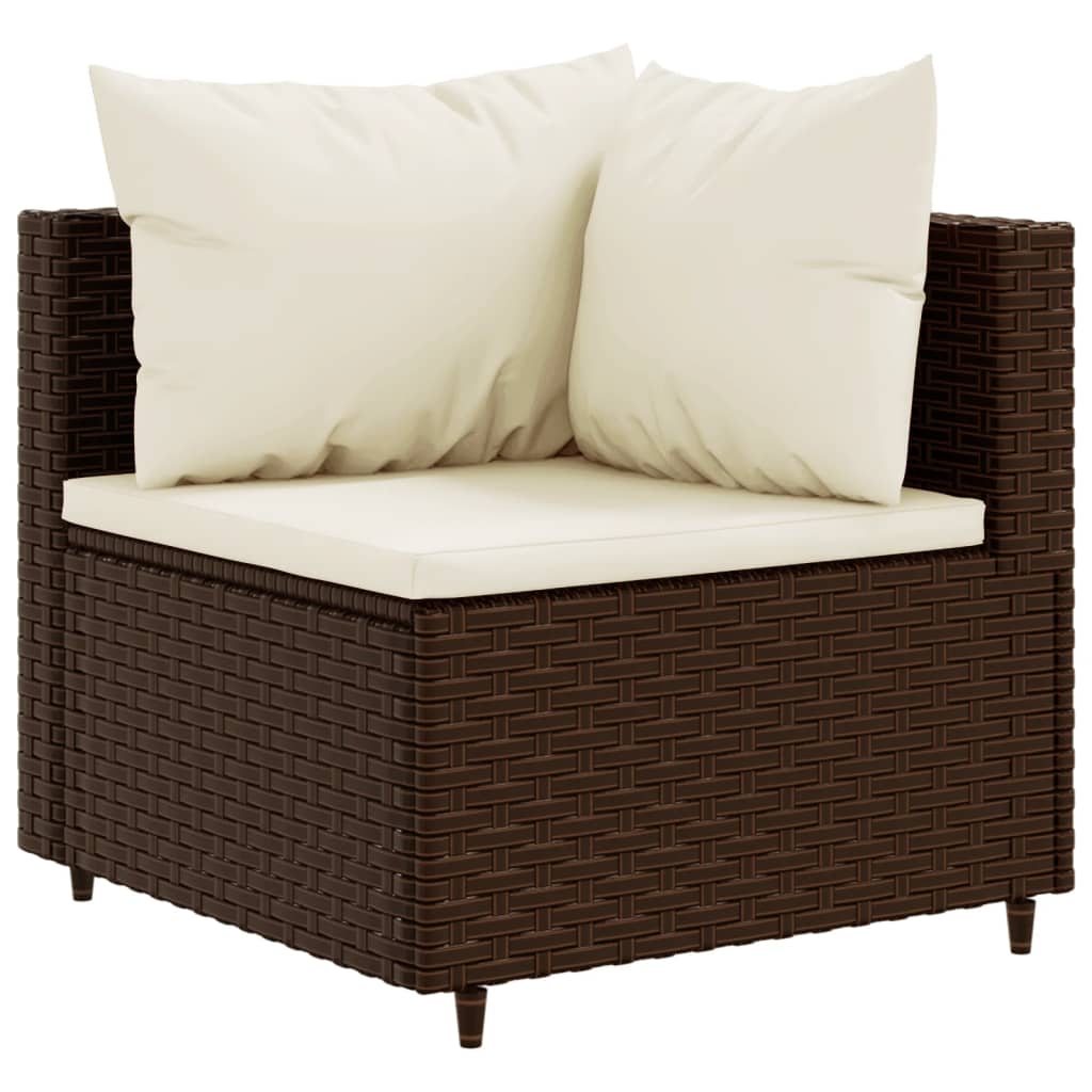 Set Divani da Giardino 8 pz con Cuscini in Polyrattan Marrone 3308193