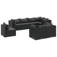 Set Mobili da Giardino con Cuscini 8 pz Nero in Polyrattan 3308195