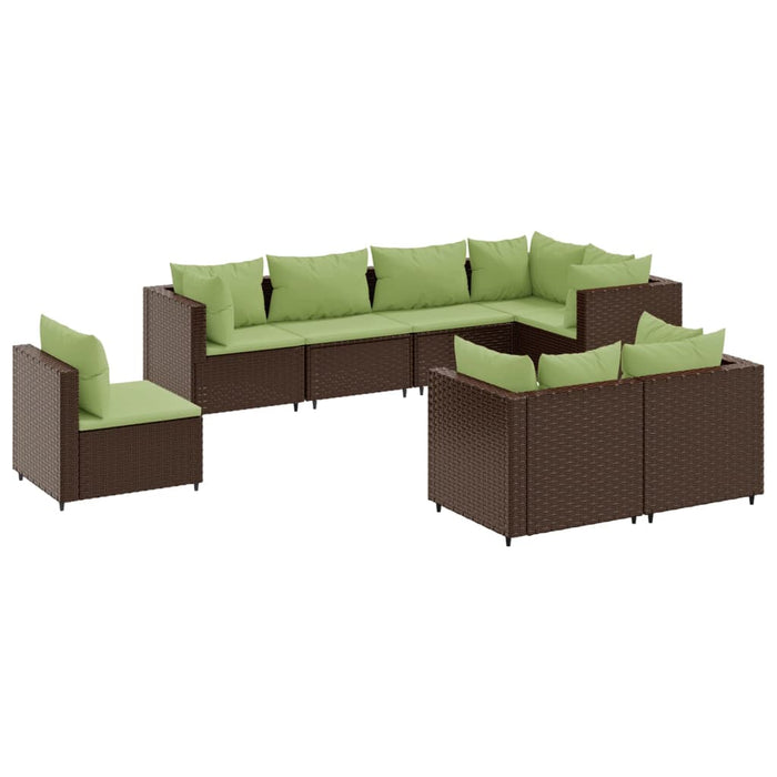 Set Divani da Giardino 8 pz con Cuscini in Polyrattan Marrone 3308198