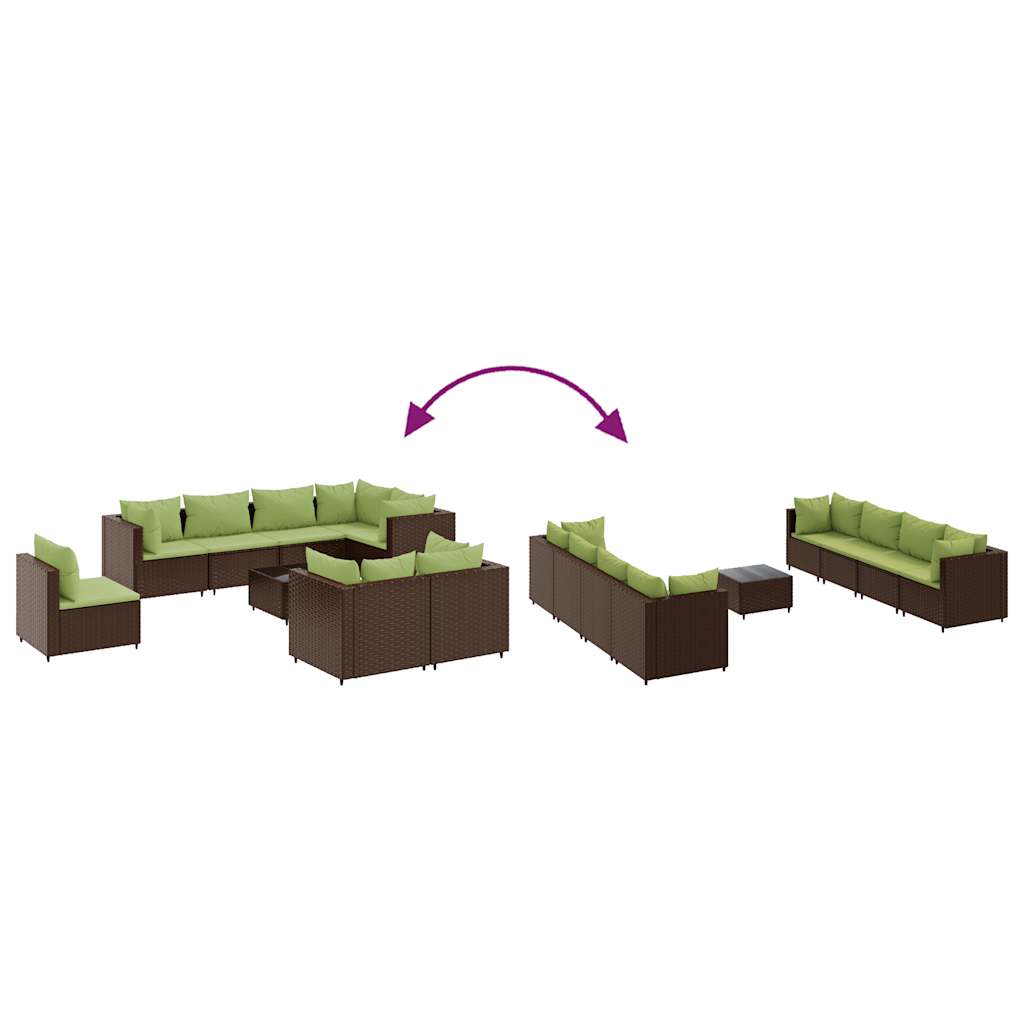 Set Divani da Giardino 9 pz con Cuscini in Polyrattan Marrone 3308206