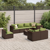 Set Divani da Giardino 9 pz con Cuscini in Polyrattan Marrone 3308206