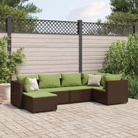 Set Mobili da Giardino 6pz con Cuscini in Polyrattan Marrone 3308214