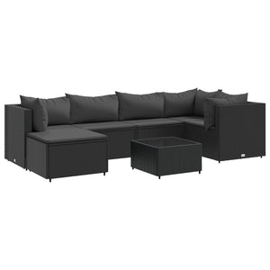 Set Salotto da Giardino con Cuscini 7pz Nero Polyrattan 3308219