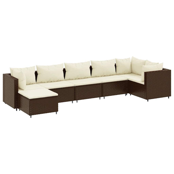 Set Divani da Giardino 7 pz con Cuscini in Polyrattan Marrone 3308225