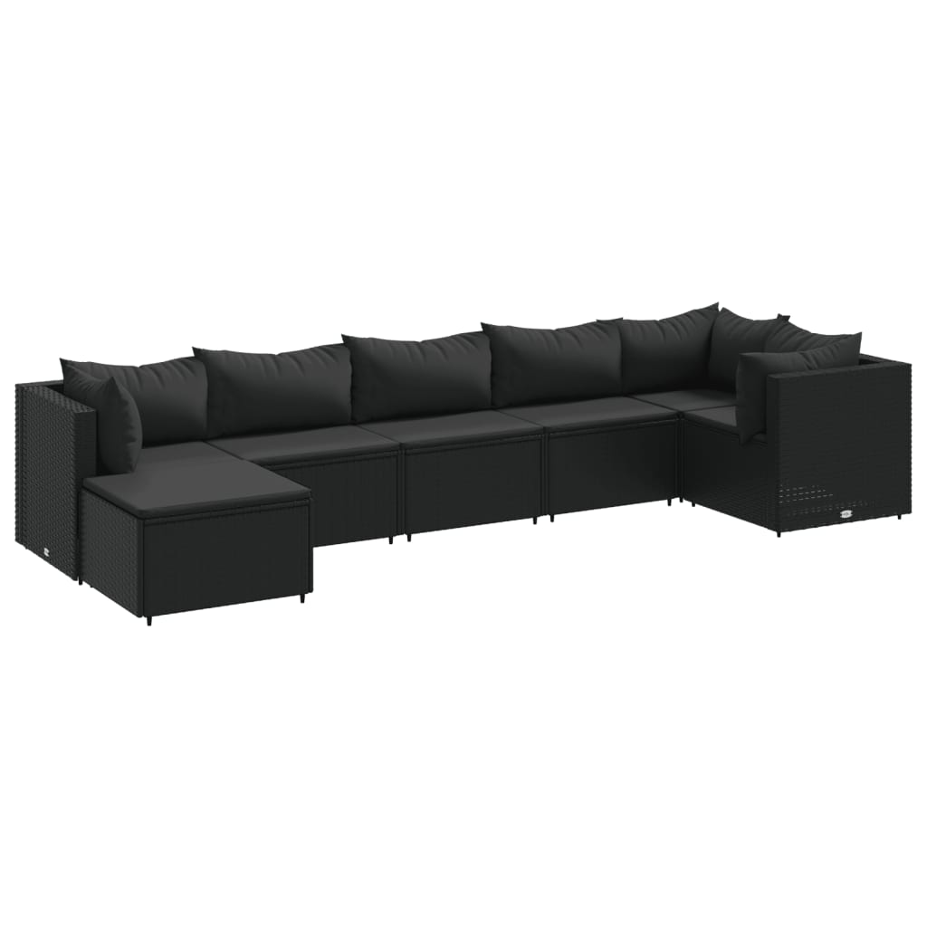 Set Salotto da Giardino con Cuscini 7pz Nero Polyrattan 3308227