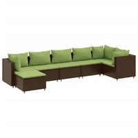 Set Divani da Giardino 7 pz con Cuscini in Polyrattan Marrone 3308230