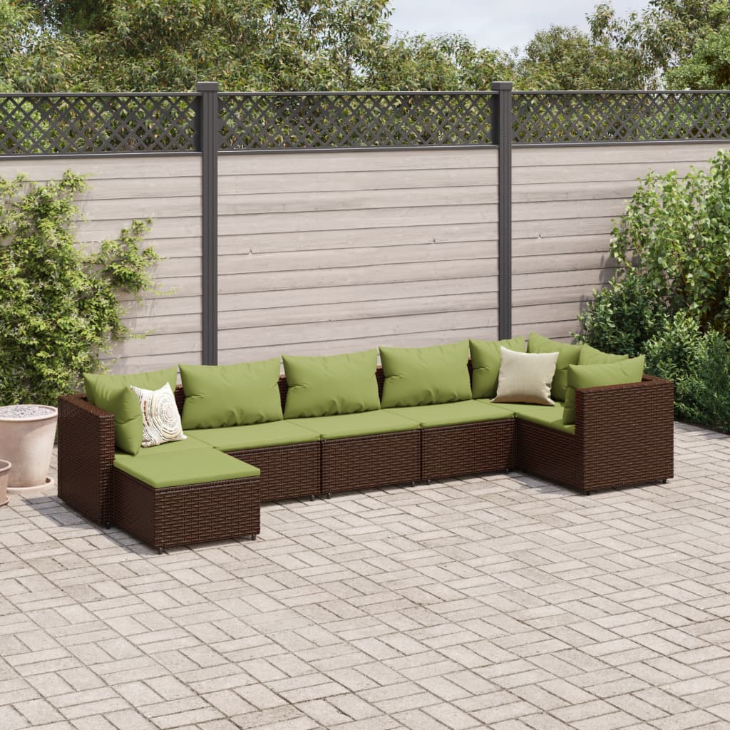 Set Divani da Giardino 7 pz con Cuscini in Polyrattan Marrone 3308230