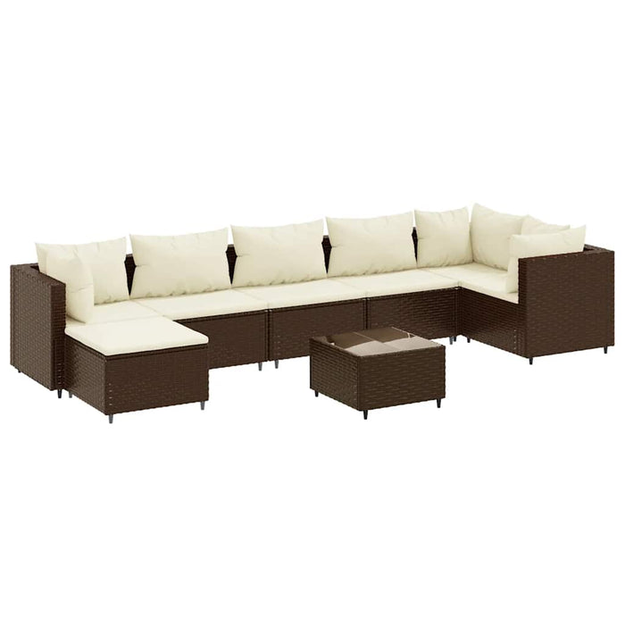 Set Divani da Giardino 8 pz con Cuscini in Polyrattan Marrone 3308233