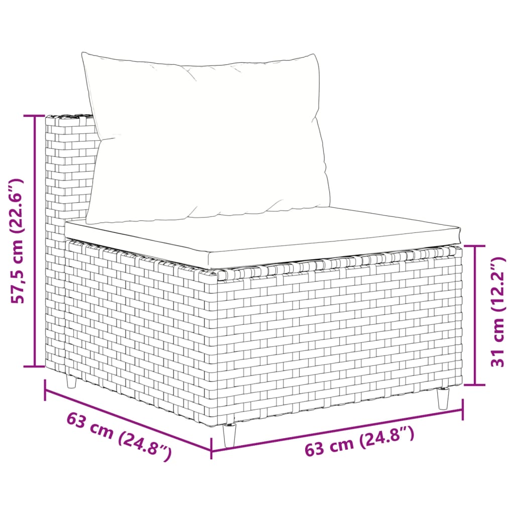 Set Mobili da Giardino 6pz con Cuscini in Polyrattan Marrone 3308253