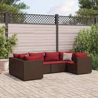 Set Mobili da Giardino 6pz con Cuscini in Polyrattan Marrone 3308253