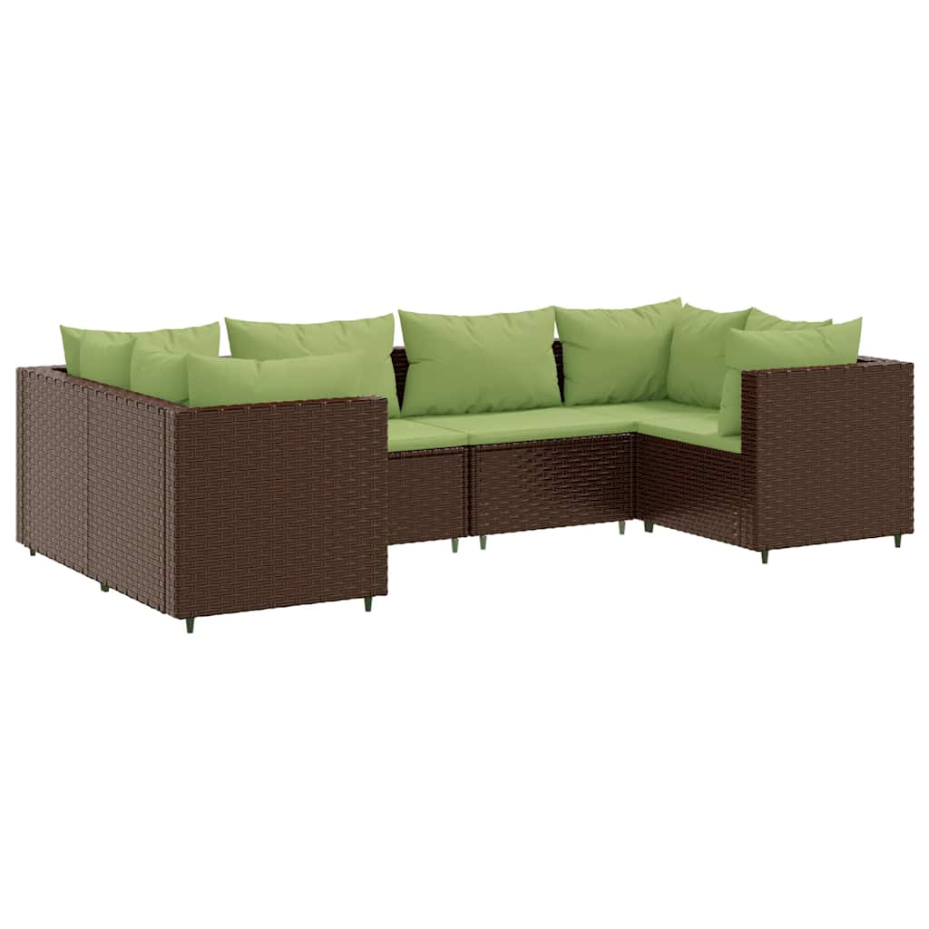 Set Mobili da Giardino 6pz con Cuscini in Polyrattan Marrone 3308254