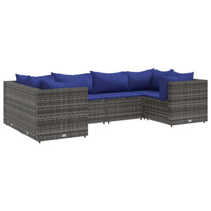 Set Divani da Giardino 6 pz con Cuscini in Polyrattan Grigio 3308255