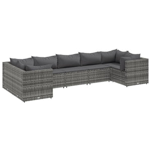 Set Divani da Giardino 7 pz con Cuscini in Polyrattan Grigio 3308258