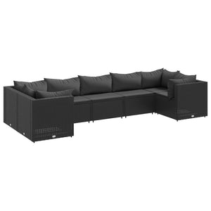 Set Salotto da Giardino con Cuscini 7pz Nero Polyrattan 3308259