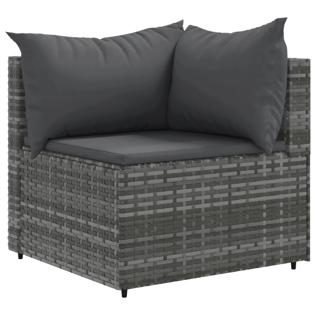 Set Divani da Giardino 10 pz con Cuscini in Polyrattan Grigio 3308274