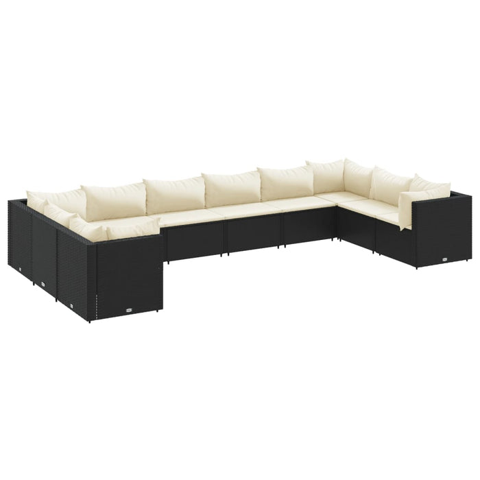 Set Salotto da Giardino 10pz con Cuscini in Polyrattan Nero 3308280